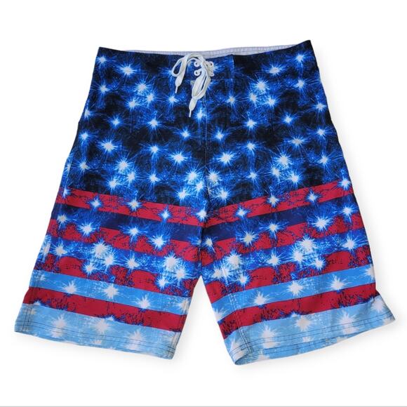 Burnside Flag Swim Trunks 32 - Picture 1 of 4